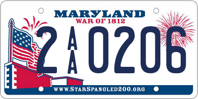 MD license plate 2AA0206