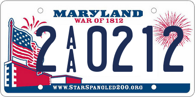 MD license plate 2AA0212