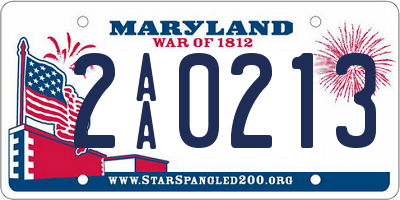 MD license plate 2AA0213