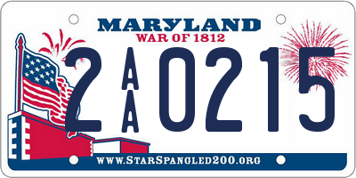 MD license plate 2AA0215