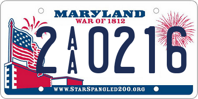 MD license plate 2AA0216