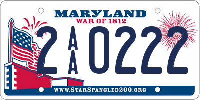 MD license plate 2AA0222