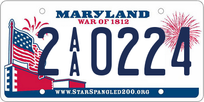 MD license plate 2AA0224