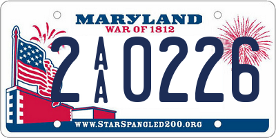 MD license plate 2AA0226