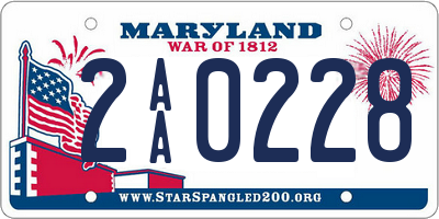 MD license plate 2AA0228