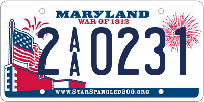 MD license plate 2AA0231