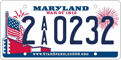 MD license plate 2AA0232