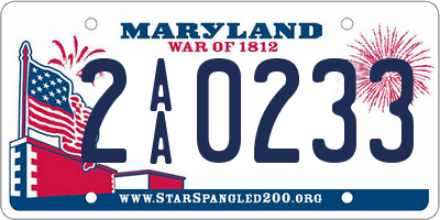 MD license plate 2AA0233