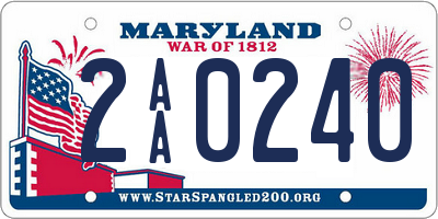 MD license plate 2AA0240