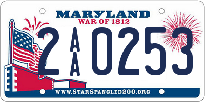 MD license plate 2AA0253