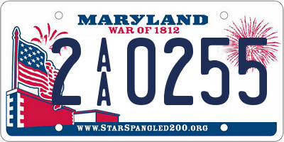 MD license plate 2AA0255