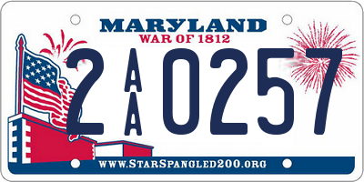 MD license plate 2AA0257