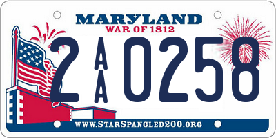 MD license plate 2AA0258