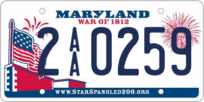 MD license plate 2AA0259