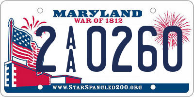 MD license plate 2AA0260