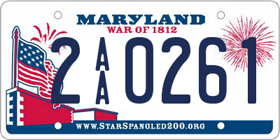 MD license plate 2AA0261