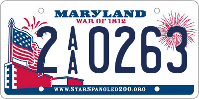 MD license plate 2AA0263