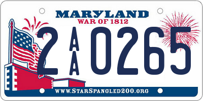 MD license plate 2AA0265