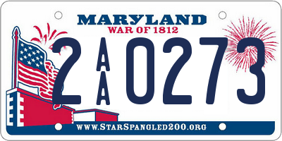 MD license plate 2AA0273