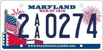 MD license plate 2AA0274