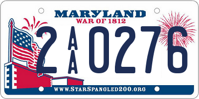 MD license plate 2AA0276