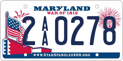 MD license plate 2AA0278