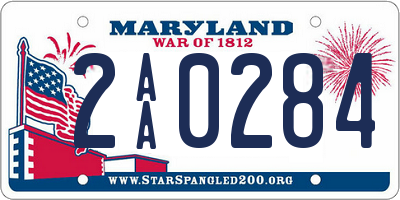 MD license plate 2AA0284