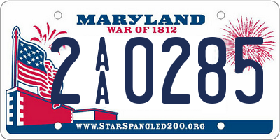 MD license plate 2AA0285