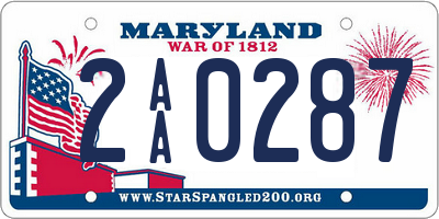 MD license plate 2AA0287