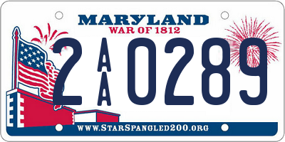 MD license plate 2AA0289