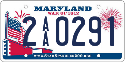 MD license plate 2AA0291