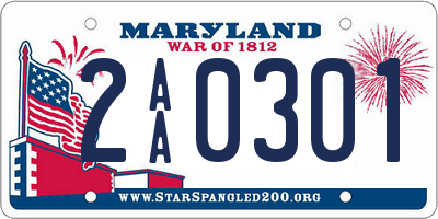 MD license plate 2AA0301