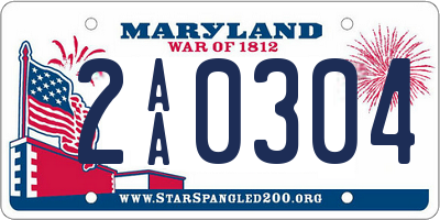 MD license plate 2AA0304