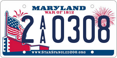 MD license plate 2AA0308