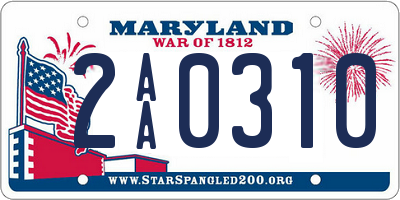 MD license plate 2AA0310