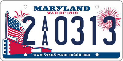 MD license plate 2AA0313