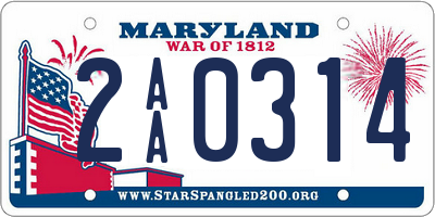 MD license plate 2AA0314