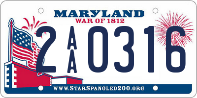 MD license plate 2AA0316