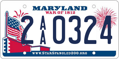 MD license plate 2AA0324