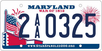 MD license plate 2AA0325