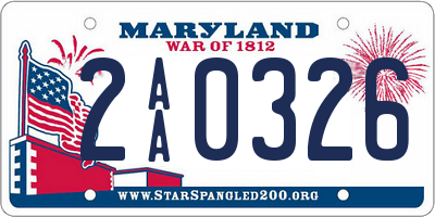 MD license plate 2AA0326