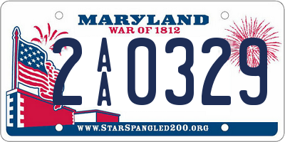 MD license plate 2AA0329