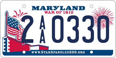 MD license plate 2AA0330