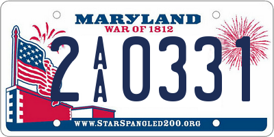 MD license plate 2AA0331