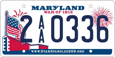 MD license plate 2AA0336