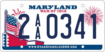 MD license plate 2AA0341