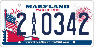 MD license plate 2AA0342