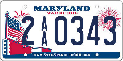 MD license plate 2AA0343