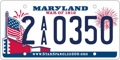 MD license plate 2AA0350