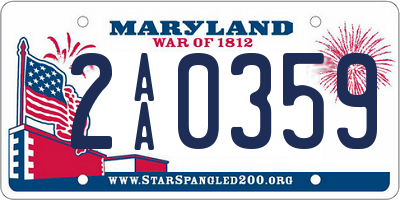 MD license plate 2AA0359